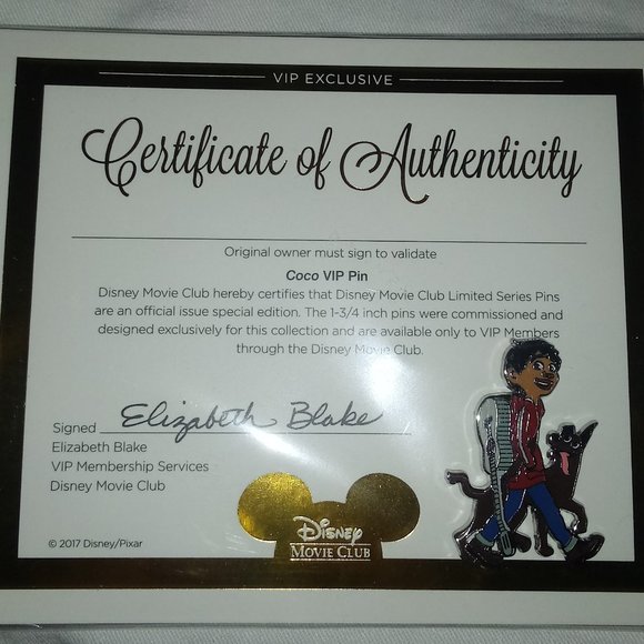 DMC Disney Movie Club VIP Exclusive Pin Coco Guitar Miguel Dog Authenticated HTF - Picture 1 of 1